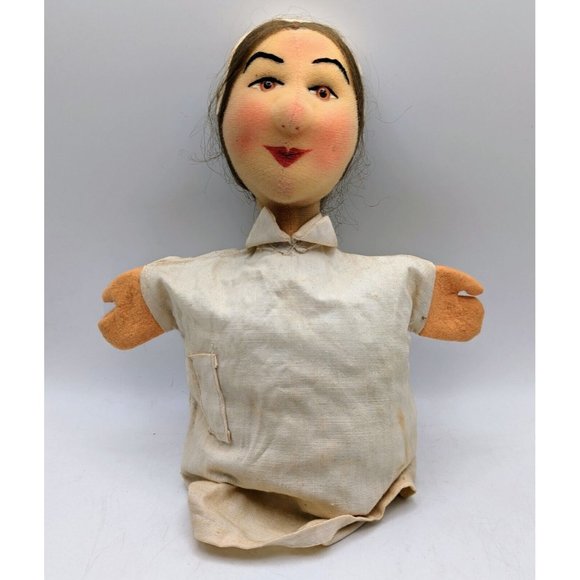 Vintage Soft Head Hand Puppet Nurse Blond Hair Fabric Body Childrens Toy - Picture 1 of 3